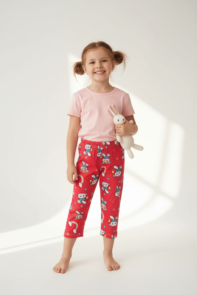 Girls' Cartoon Print 3/4 Pants - Juanita Boutique
