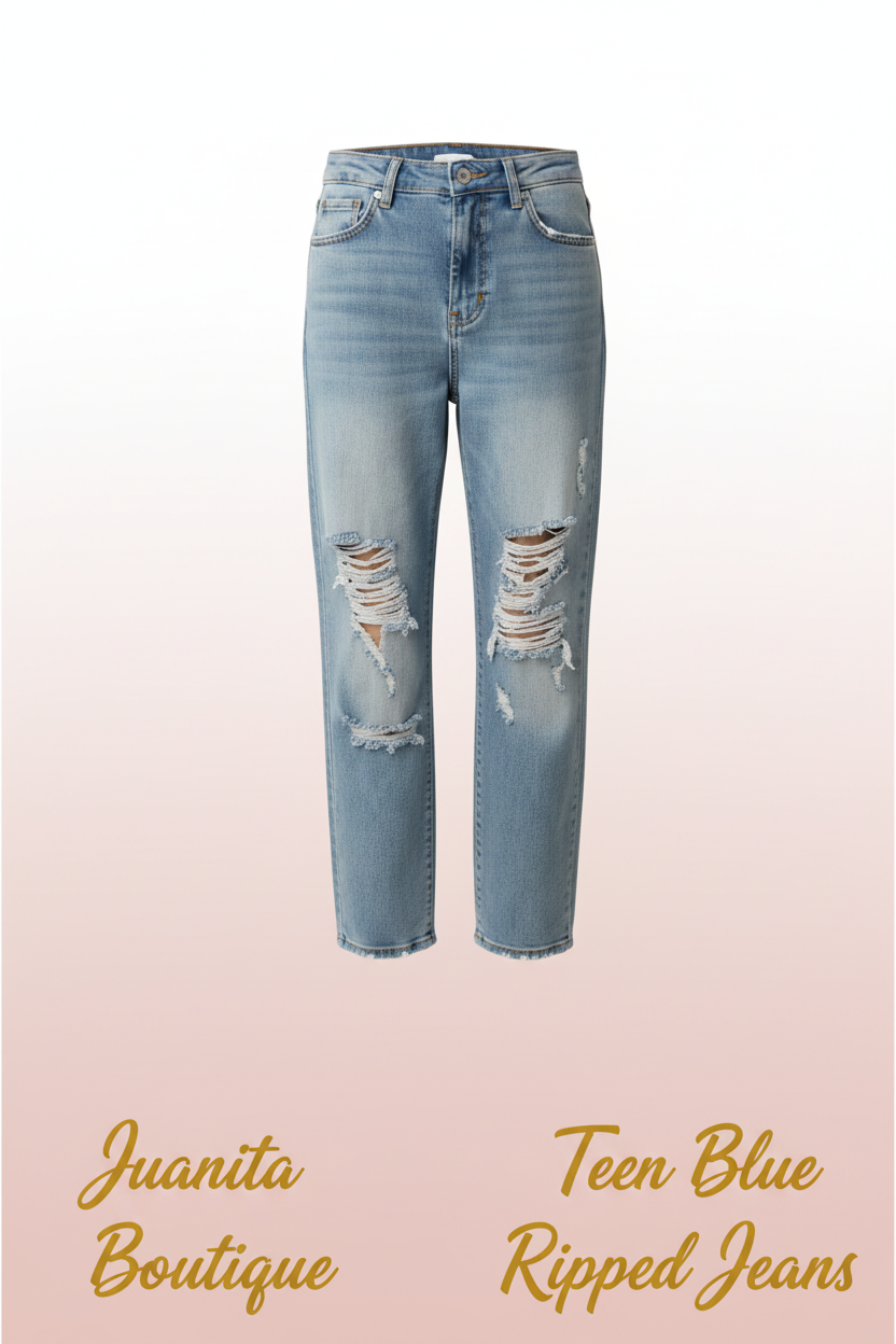 Teen Blue Ripped Jeans Product Shot
