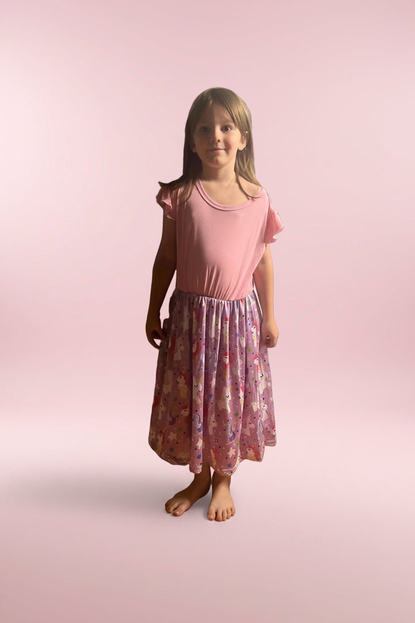 Girls Unicorn Flutter Dress - Juanita Boutique